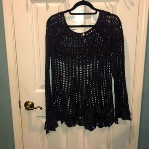 Navy blue open knit Free People sweater